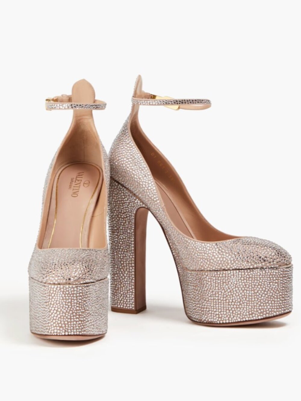 VALENTINO GARAVANI Crystal-embellished suede platform pumps NWT